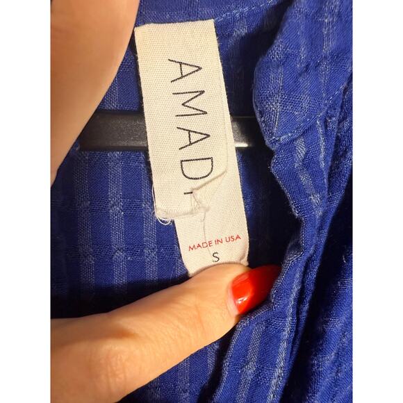 Amadi by Anthropologie Blue Tiered Ruffle Dress Small | Made in USA - Picture 5 of 6